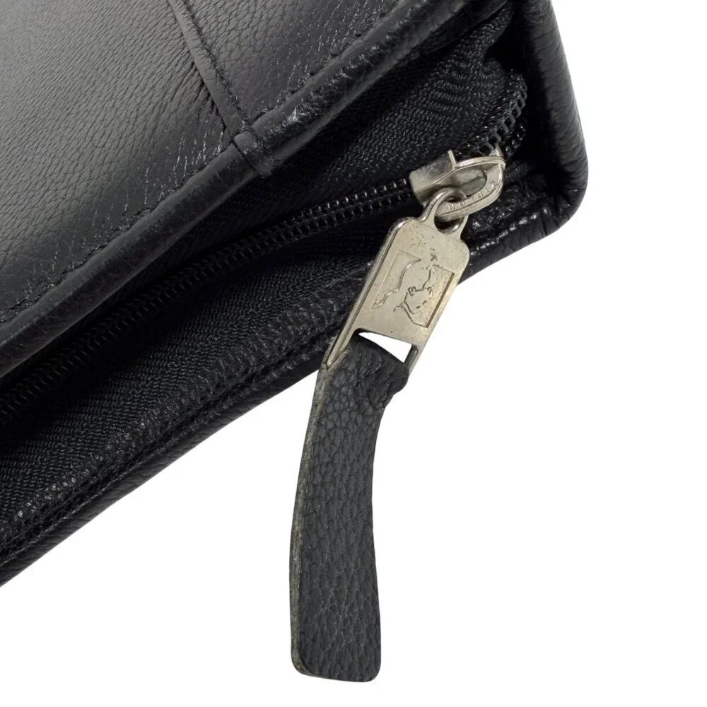 Vintage Franklin Quest Covey Classic Black Leather Large 7 Ring Zip Binder